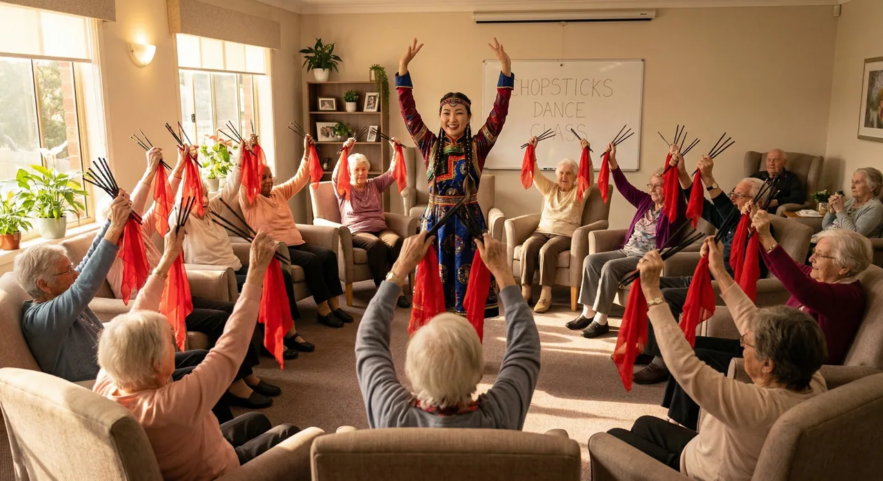 Programme visual showing an adaptable seated chopsticks dance activity