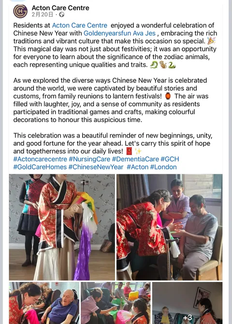 Acton Care Centre social post showing a GYF Chinese New Year cultural celebration